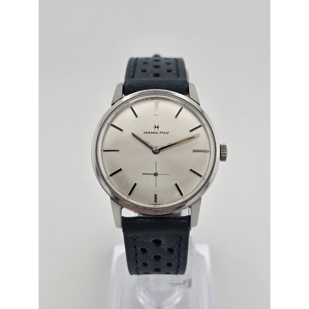 Vtg Mens HAMILTON THINLINE Swiss Watch Stainless 34mm 19001-3 - WORKING GREAT